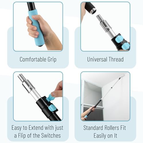 Bates- Telescopic Extension Pole, 6 Ft, Aluminum Alloy, Sturdy Multi-Purpose Extension Pole with Flip-Lock Design for Painting, Dusting and Cleaning - Image 3