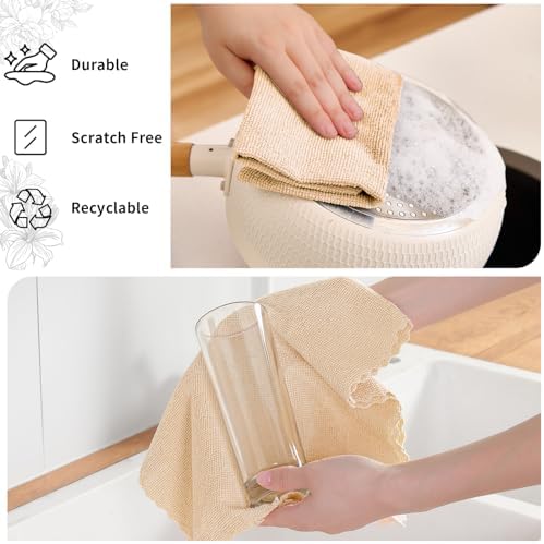 80 Pack Microfiber Cleaning Cloth Roll,Lint Free Rags & Tear Away Reusable Towels Washable Scratch,Ultra Absorbent Dish Rags(12" x 12") for Car Kitchen Home Garage-Apricot Yellow - Image 2