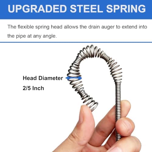 Drain Auger, Clog Remover with Drill Adapter, 25 Feet Flexible Plumbing Snake Use Manually or Powered for Kitchen, Bathroom and Shower Sink, Comes with Gloves (blue) - Image 6