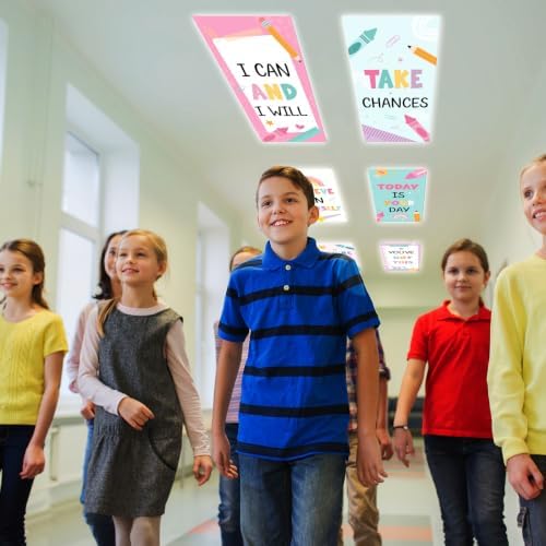 8Pcs Classroom Fluorescent Light Covers,2x4 FT Pastel Rainbow Pencil - Image 6