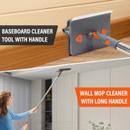 Baseboard Cleaner Tool with Handle, Wall Mop with Squeegee, 8 Pads - Image 2