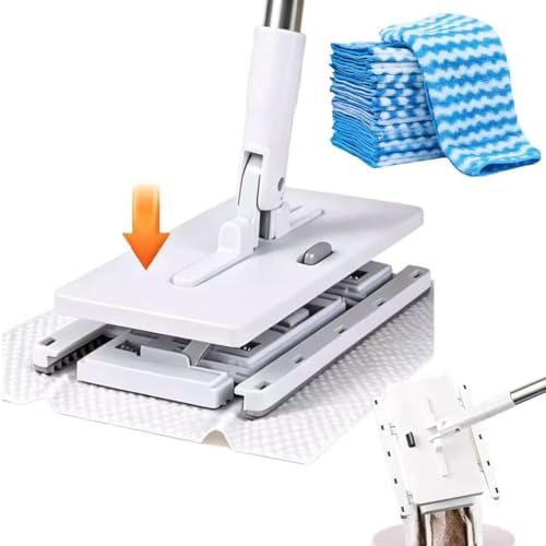 Magic Grip Mini Mop, Snap Grip No-Touch Lazy Mop with 1-Second Cloth Change, 360° Rotating Head for Walls, Floors, Windows, Corners. Cloth-Changing Mini Cleaning Tool with 10 Reusable Microfiber Cloth by Unknown