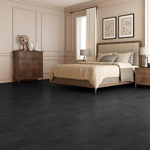 Art3d Wood Texture Peel and Stick Vinyl Floor Tiles, 36-Pack, Black - Image 2