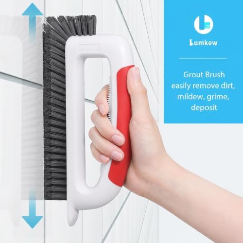 Lumkew Grout Cleaning Brush for Cleaner Tile Floors, Red, 1Pcs - Image 2