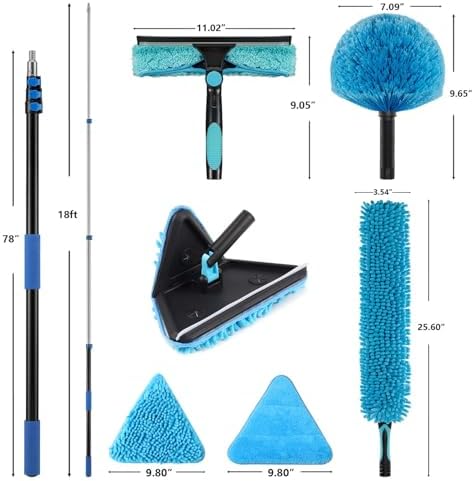25ft Painted Wall Mop, 18ft Extension Pole, High Ceiling Cleaning Tool - Image 2