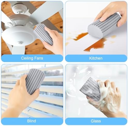 4 Pack Damp Clean Duster Sponge, Magic Sponge Eraser for Household Cleaning, Reusable Dusters Cleaning Supplies for Housekeeping, Dish, Blinds, Glass, Baseboards,Window Track Grooves and Faucets - Image 3
