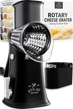 Rotary Cheese Grater Manual Hand Crank 5 Blade Shredder, Black & Chrome by ZulayKitchen