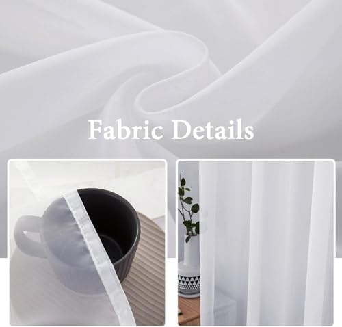 MIULEE White 54 W x 20 L French Door Short Sheer Curtains - Image 6