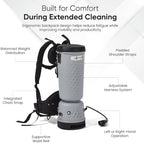 Dapper Commercial Backpack Vacuum Cleaner, 13 lb Lightweight HEPA Filter, 10.5 Qt Capacity, 50 Ft Cord, 1200W for Hard Floors, Carpet, Stairs & Offices - Image 6