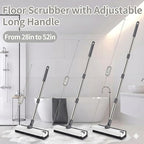 3 in 1 Floor Scrub Brush,Floor Scrubber with Squeegee and Tweezer, Push Broom with Long Handle,Heavy-Duty Stiff 90° Bristle Broom for Patio,Shower, Garage,Deck,Tile, Concrete & Wood Surface (White) - Image 2