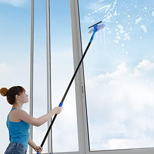 VITEVER Professional 69'' Window Squeegee Cleaner Tool with Extension Pole, 2-in-1 Squeegee for Window Cleaning Kit with Scrubber and Rotating Head, 1 Blade 2 Scrubber (Pack of 2) - Image 6