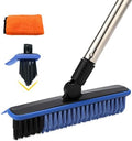 2 in 1 Floor Scrub Brush Grout Brush with 57.8" Long Handle,120°Rotatable Shower Tile Grout Scrubber,V-Shaped Corner Brush for Hard to Reach Areas (Blue) by Homilifibra