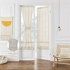 2 Panels Natural Thick Linen Door Curtain W35 x L40 Semi Sheer - Image 5