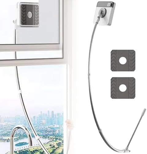 Outside Window Cleaner: U-Shaped Telescopic Safe Double Sided Window Cleaner, 2 in 1 Sponge Squeegee Equipment for High Floor Mirrors Doors by Unknown