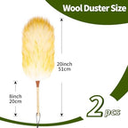 Natural Lambswool Duster 20 Inch Handheld with Wooden Handle Duster Dusting Tool for Blinds Electronics Furniture Delicate Surfaces (2Pcs) - Image 2