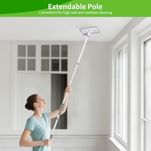 Baseboard Cleaner Tool with Handle, 3 in 1 Wall Cleaner Mop with Long Handle, 360° Rotatable Wall Mop with 4 Replacement Microfiber Chenille Pads for Wall Floor Baseboards Cleaning - Image 6