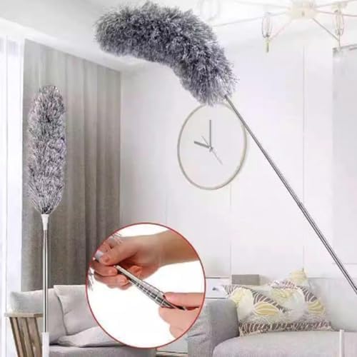 Microfiber Feather Duster Kit with 100” Extension Pole 6 PCS Reusable Bendable Washable Dusters for Cleaning Machine Washable Ceiling Fan Cleaner Duster for Cleaning Cobweb, Furniture, Blinds，Ceiling - Image 3