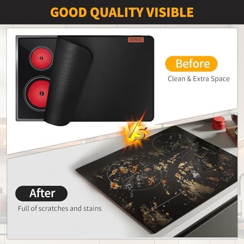 Stove Top Covers For Electric Stove Mat, Heat Resistant Mat for Glass Cooktop Double-Sided Fireproof Waterproof Oilproof 28.5 x 20 Inches Black - Image 3