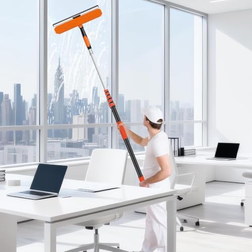 14" Extra-Wide Window Squeegee with 5-24FT Extension Pole - Image 2