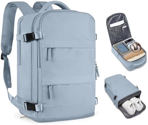 coofay Travel Backpack For Women Men Airline Approved Carry On Backpack Flight Approved Waterproof Sports Luggage Backpack Casual Daypack Small Hiking Backpack Grey Blue by coofay