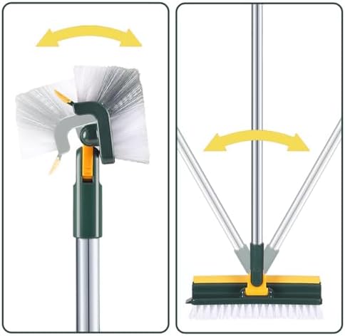 Grout Scrub Brush with 42" Long Handle Double-Sided Floor Scrub Brush V-Shape Grout Cleaner with Squeegee 180° Rotating for Tile Floors, Baseboards, Wall - Image 7