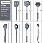 E-far Silicone Cooking Utensils Set, 7-Piece Gray Kitchen Utensils Set - Image 2