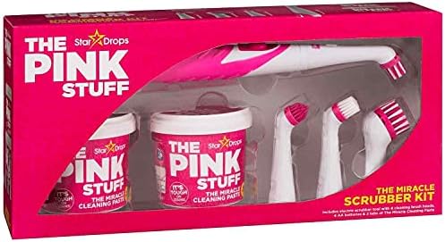 Britains Beauty The Miracle Scrubber Kit The Pink Stuff Star Drops 2 Cleaning Paste Electric Scrubber Kit With 4 Cleaning Brush Heads. by HAR+LONDON+FASHION