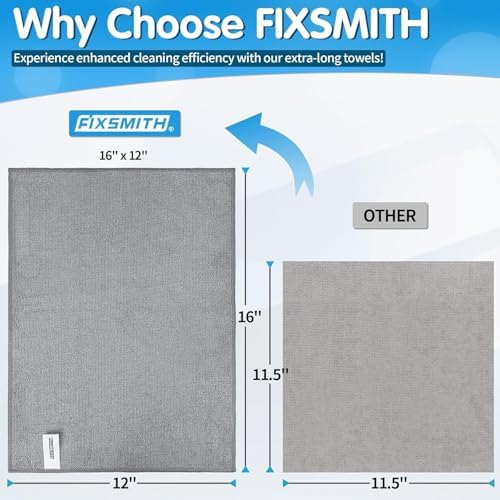 FIXSMITH Grey Microfiber Cleaning Cloth -Pack of 24, Highly Absorbent Cleaning Rags, 16"X12" All Purpose Cleaning Towels for Housekeeping, Kitchen, Car, Lint Free and Reusable Microfiber Towels - Image 6