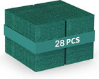 Bulk Heavy Duty Scouring Pads with Emery, 6" x 4" Large Green Scrub Pads for Kitchen Cleaning, Durable Polyester Abrasive Dish Scrubber for Pot, Pan, Grill and Stove,(28Count) by Unknown