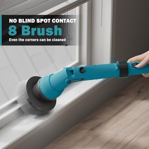 Alloyman 1200RPM Electric Spin Scrubber, 20V Replaceable Battery, Shower Cordless Cleaning Brush, Power Scrubber for Cleaning with 8 Brushes for Bathtub/Tub/Tile/Floor - Image 5