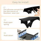 Silicone Stove Gap Covers with Stainless Steel, Oven Gap Filler Seals Gaps Between Stovetop and Counter, Stove Gap Guards Range Trim Kit, Easy to Clean Stove Gap Guard (Black 2 Pack,25") - Image 4