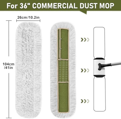 36" Commercial Dust Mop Pads Refills: Reusable Mop Head Replacement - Image 2