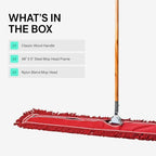 48 Inch Red Commercial Dust Mop & Floor Sweeper – Wood Handle Floor Mop for Tile, Hardwood & Concrete - Image 4