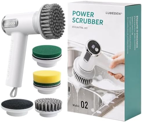 Electric Spin Scrubber, Cordless Power Scrubber & Electric Cleaning Brush with Replaceable Heads, Dual Speed IPX7 Waterproof Handheld Scrubber for Bathroom, Shower, Sink, Window, Tile Cleaning by Unknown
