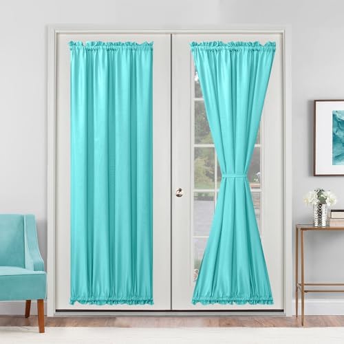 Hiasan French Door Curtains Privacy, Aqua, 24W x 72L, 1 Panel by Hiasan