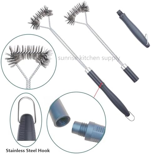 SUNRISE Fryer Brush with Long Handle (Stainless Steel with Plastic Handle, L, Single, and Double Brush) - Image 7