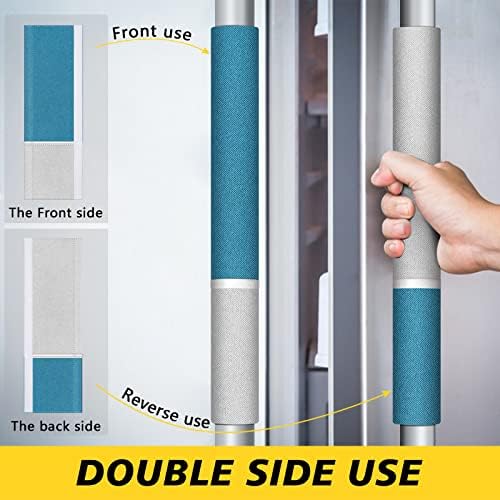 Refrigerator Door Handle Covers, 5pcs, Kitchen Appliance Decor, Fridge Microwave Dishwasher Cloth Door Handle Covers, Keep Kitchen Appliance Clean from Smudges, Drips, Food Stains, Oil (Blue) - Image 4