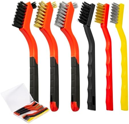 6Pcs Wire Brush Set, Stainless Steel/ Brass/ Nylon Bristle Brushes for Cleaning Rust, Scratch Wire Brushes for Cleaning Welding Slag, Paint and Dirt Removal by Unknown