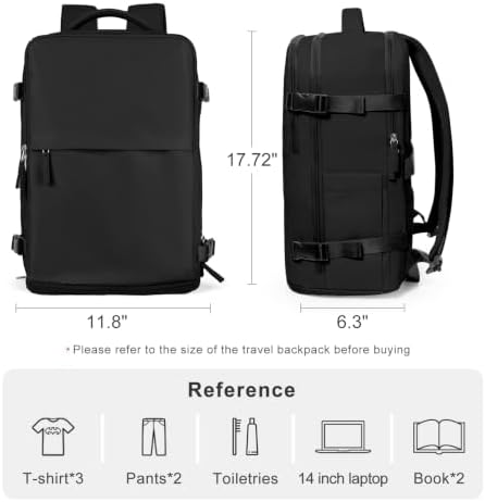 coofay Travel Backpack For Women Airline Approved Carry On Waterproof Sports Luggage Casual Daypack Small Hiking Backpack Black - Image 3