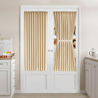 Vatge Dual Rod Pocket French Door Panel Curtains with Tieback - Door Curtain Panels for Doorway, 1 Panel, W36 x L54, Beige by Vatge
