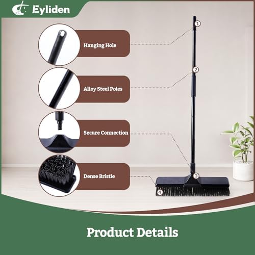 Eyliden 18" Push Broom for Deck Driveway Patio Garage, Black - Image 6