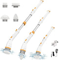 Electric Spin Scrubber, KIKOLIN 380RPM High Speed Power Scrubber, Cordless Cleaning Brush 2 Speeds for Bathroom, Tub, Shower, Floor with 4 Replaceable Brush Heads and Adjustable Extension Long Handle by KIKOLIN