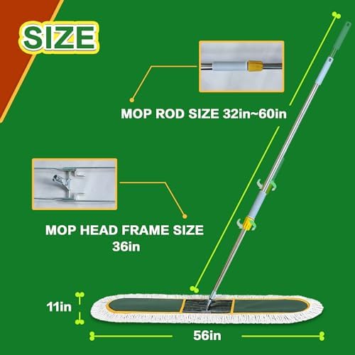 48-Inch Commercial Dust Mop for Hardwood Floors,Green - Image 2