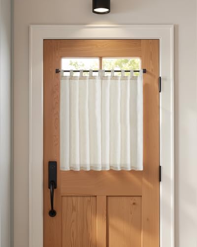 jinchan Linen Tier Curtains, Tab Top, 26x36, 2 Panels, Natural - Image 5