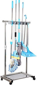 movable mop broom holder put wet mops floor standing cleaning tool rack stainless for schools, hospitals, factories, hotels, restaurant, etc. by QTJH