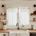 jinchan Linen Pinch Pleated Back Tab Tier Curtains, 26x36, White by JINCHAN