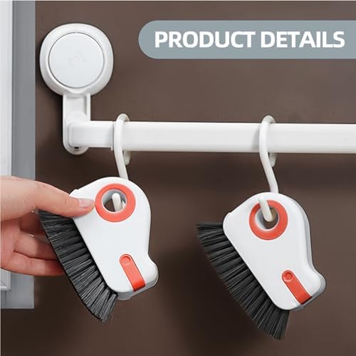 2 in 1 Groove Cleaning Brush, Grout Cleaner Tool & Multifunction Window Track Cleaner (with Hidden Scraper or Mini Dustpan) – for Glass Door Tracks, Window Sills, Sliding Doors (Orange) - Image 4