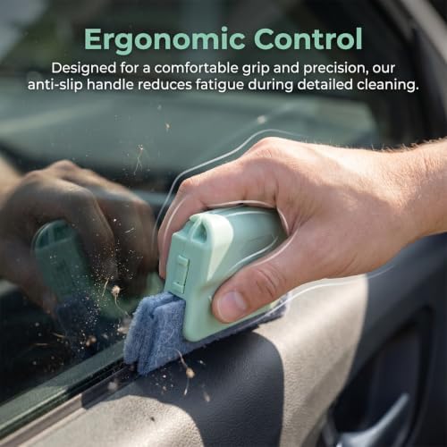 2PCS Magic Car Window Track Cleaner Tool Set, Green&Gray - Image 4