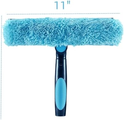 2pcs 11" Window Squeegee & Microfiber Scrubber 2-in-1 Cleaning Tool - Image 3