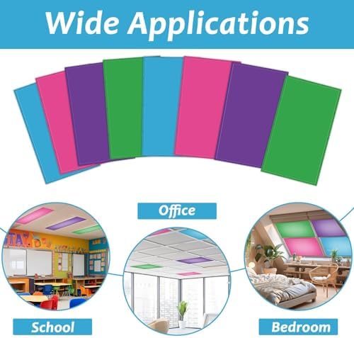 8 Pcs Fluorescent Light Covers with 80 Magnets Decorative for Classroom Ceiling Light 4 x 2 Feet Magnetic Light Covers Filter Easy Install for Office Hospitals & Home Drop Ceiling Supplies (Color) - Image 4